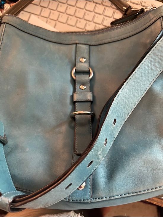 Handbags - coach Blue handbag needs leather CPR light cleaning shown on live show